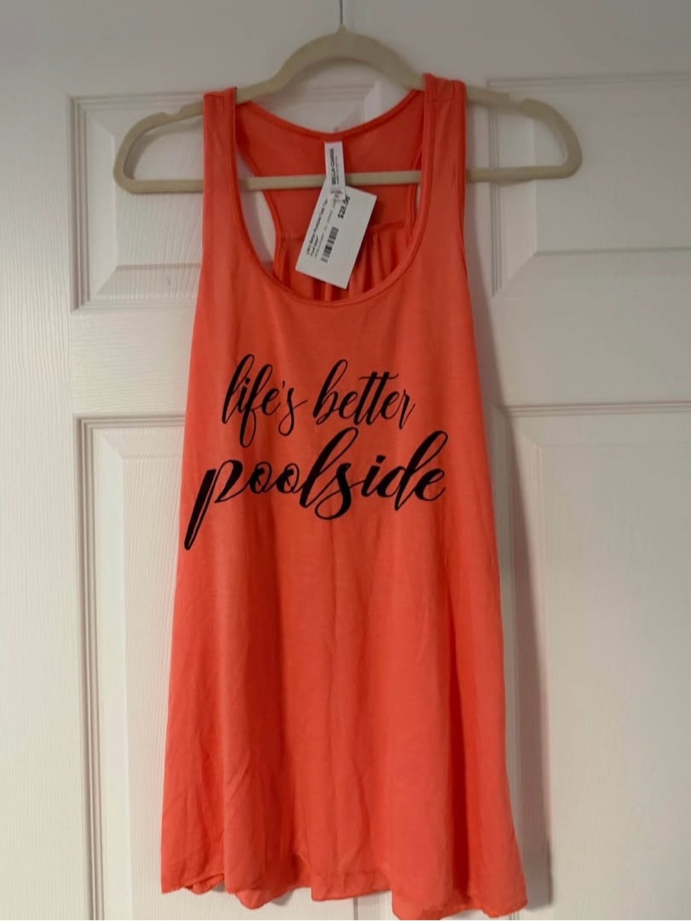 Bella Canvas Coral Tank with Black Script